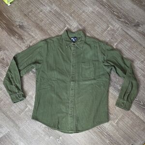 Lands' End Green Button-Down Flannel Shirt